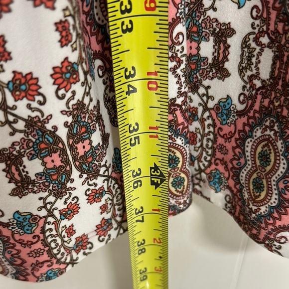 Allison Brittney Pink and Blue Sheath Midi Dress 3/4 Embroidered Sleeves - Picture 7 of 9